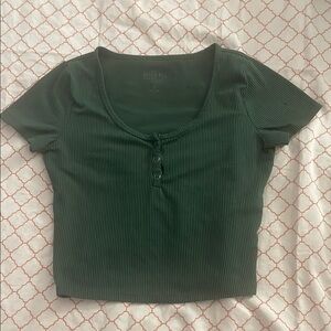 Hollister Green Fitted Crop T-Shirt